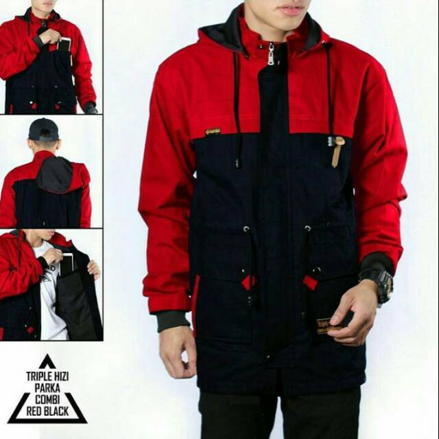 Jaket parka triplle hizi canvas reed black