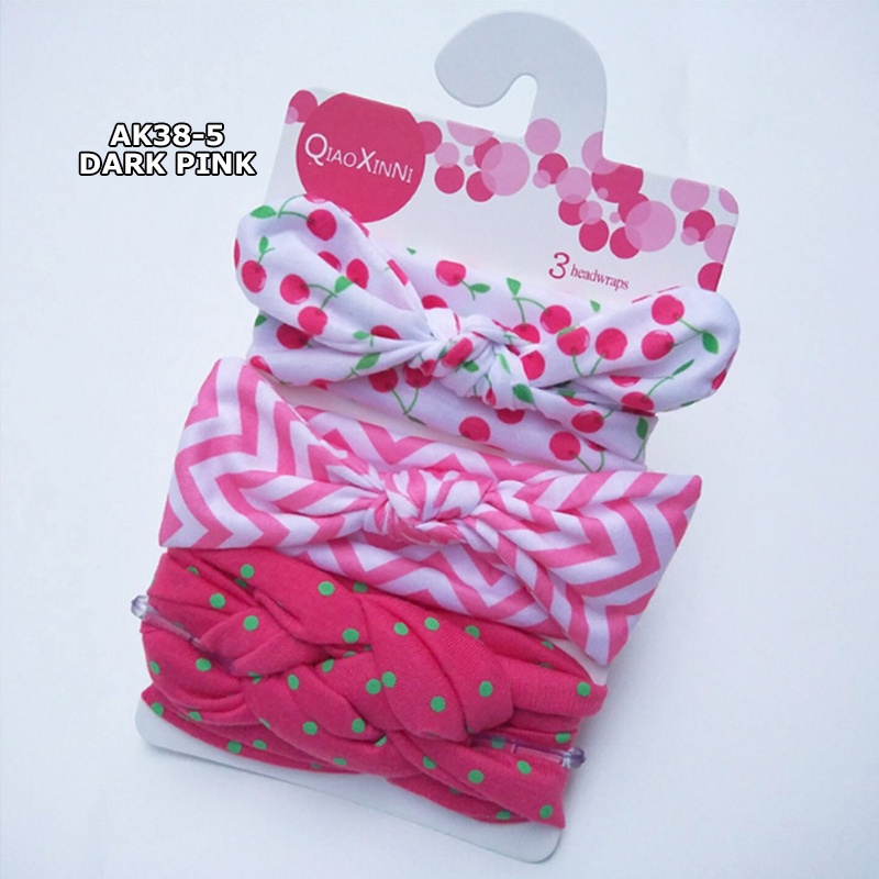 BANDANA BAYI ANAK PEREMPUAN 3in1 HEADBAND BABY BANDO MOTIF PITA FASHION KOREA IMPORT AK38