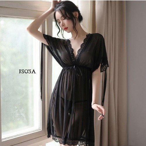 [BISA COD] LINGERIE BIG SIZE BAJU TIDUR JUMBO NIGHTGOWN SEXY HITAM FIT TO XXL JS03A