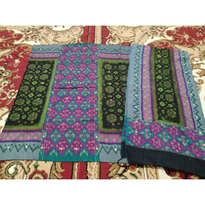 Tenun Palembang Blongket Jumputan Tabur Emas Sutra 50% (kain+selendang)