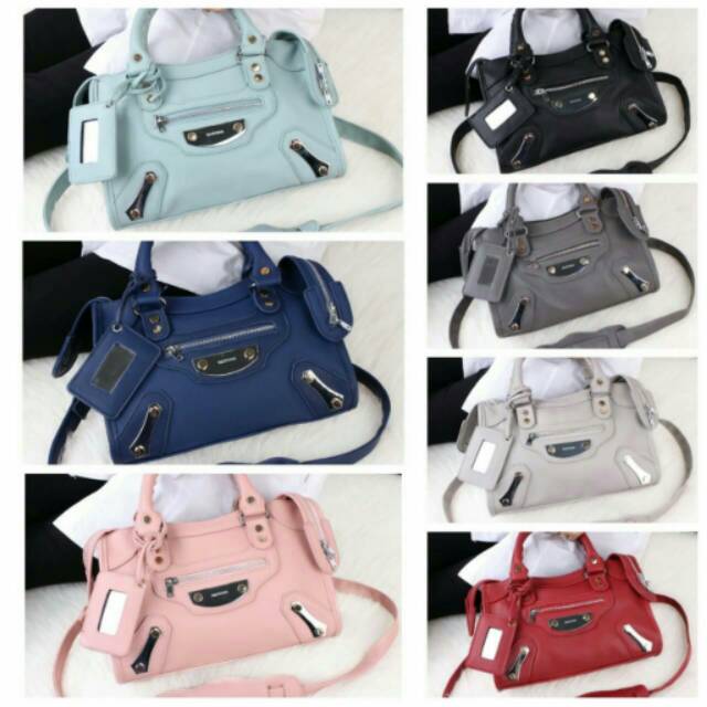 Balenciaga Metal Plate City Edge Bag (Combi Gold&Silver Hware) 6619 (XL) #FK