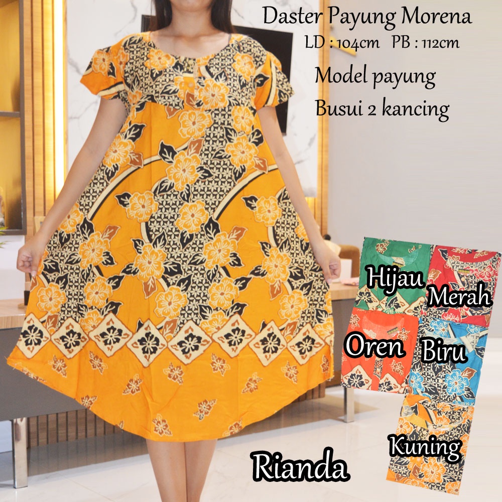 Daster klok morena dress tidur / daster payung kancing depan / daster murah warna cerah LD : 106