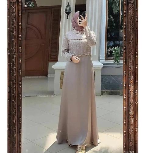 Model Baru.. R.A - Tiara Dress Gamis Pesta Brukat Premium Gamis Modern Muslim Terlaris