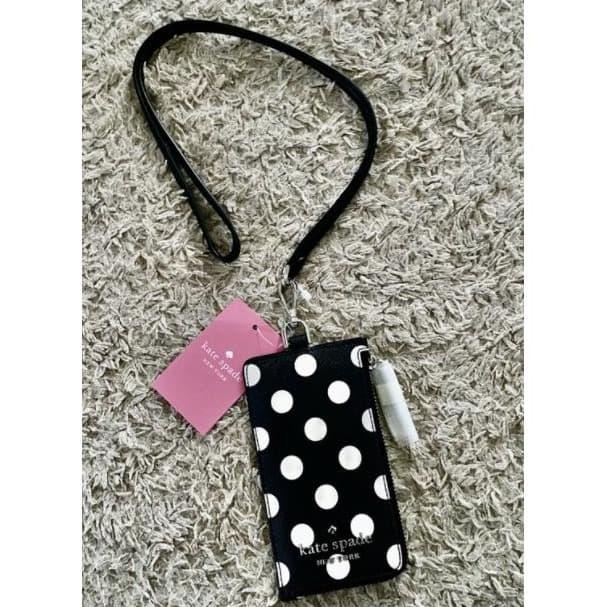 

READY COD gantungan id card holder Kate spade Edria lanyard black nylon ID card KOMPLIT Kode 1320
