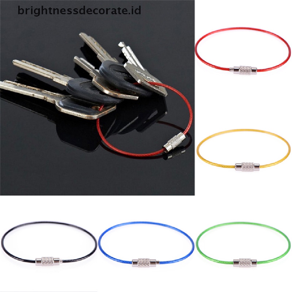 5 Pcs Gantungan Kunci Kabel Kawat Bahan Stainless Steel Untuk Outdoor Hiking