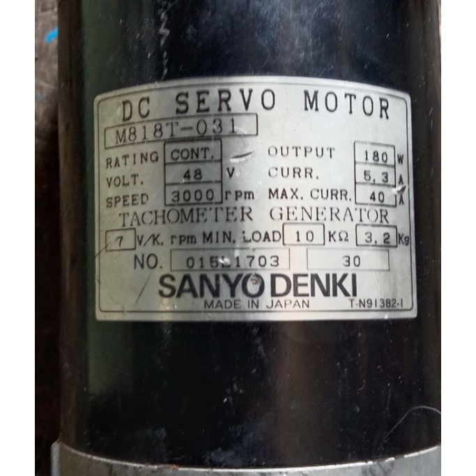 DC Servo Motor M818T - 031 SANYO DENKI