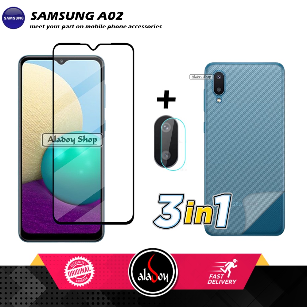 Tempered Glass Layar Samsung A02 Free Tempered Glass Camera dan skin Carbon