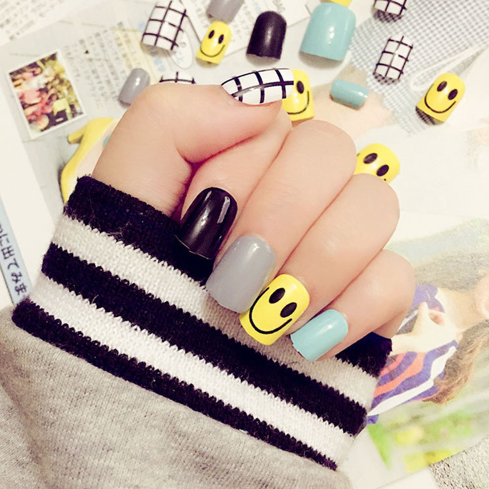 ELEGANT Salon Smiley Nail Sticker Japanese DIY Nail Art Nail Water Slide Decals New Star Colorful Self-Adhesive Rainbow Cartoon Nail Decoration