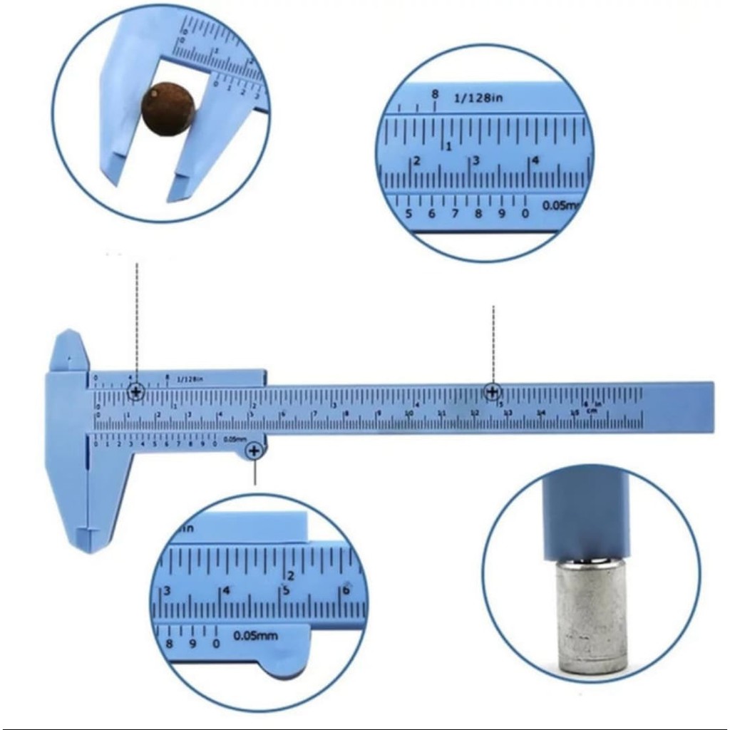 Caliper plastik / Caliper meteran / alat ukur - 6&quot; abu abu