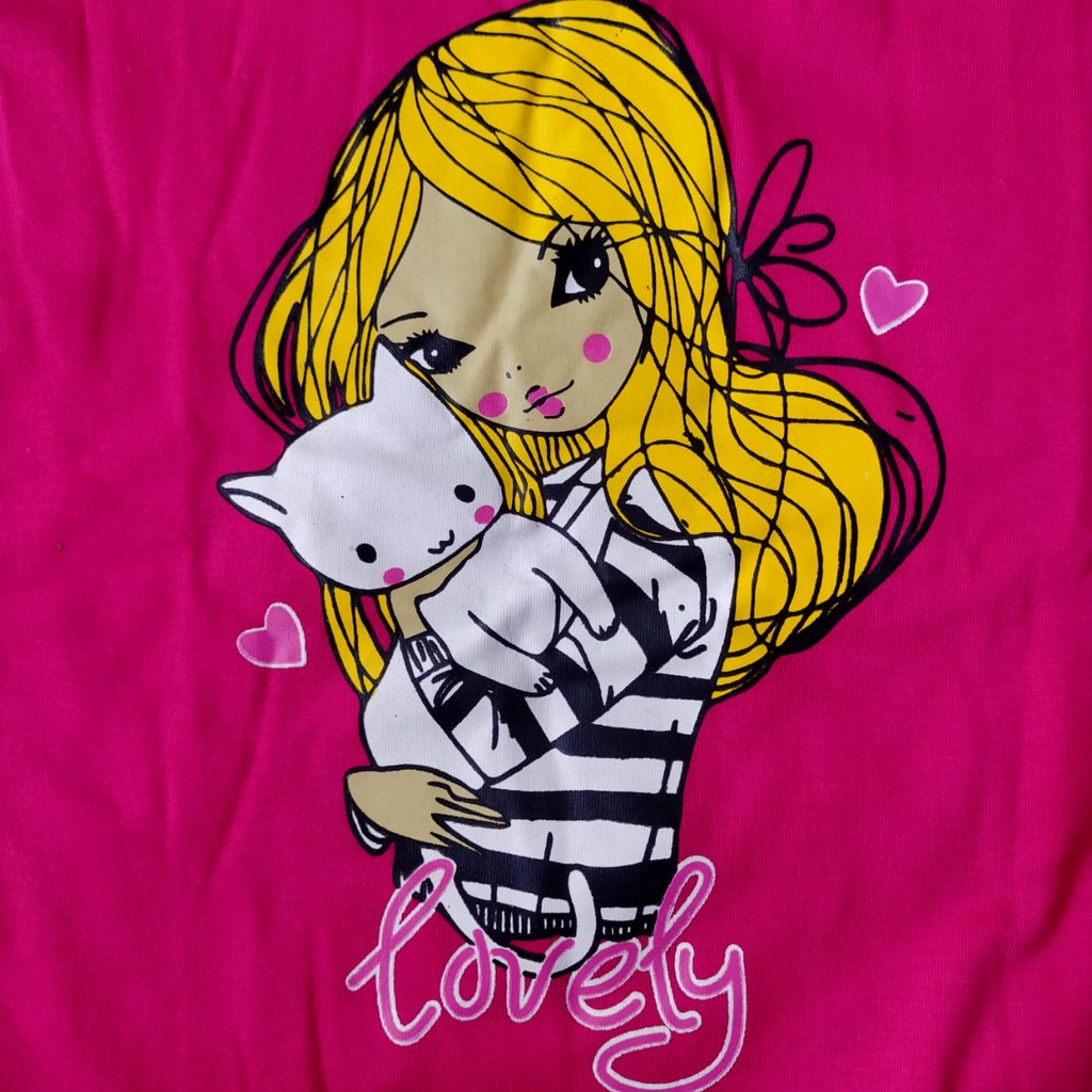 Setelan baju anak perempuan warna pink 2-5 tahun