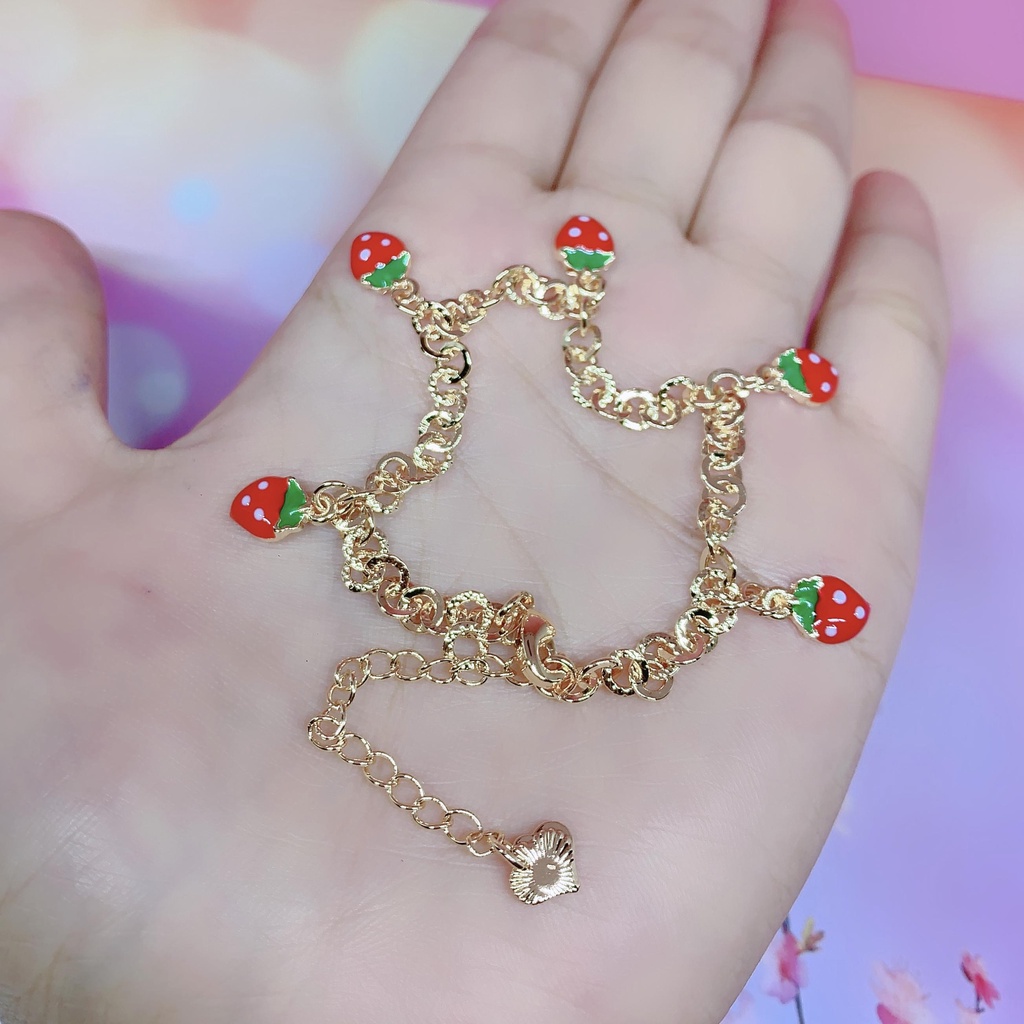 Gelang Tangan Xuping Gold Anak Perempuan Motif Rantai Strowberry *03