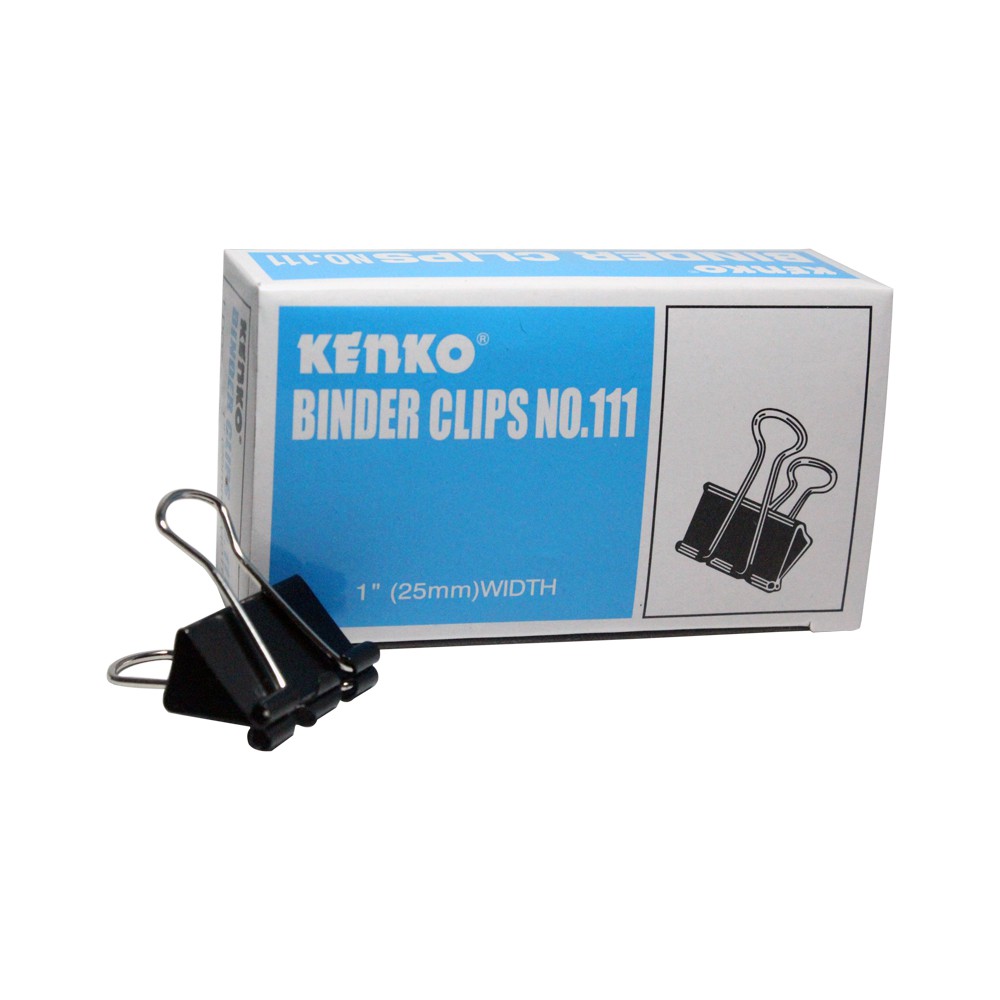 OFF-17 | Kenko Binder Clips No.111 - 1 BOX ISI 12 PCS - Clip - Klip Penjepit Kertas Hitam - Jepitan