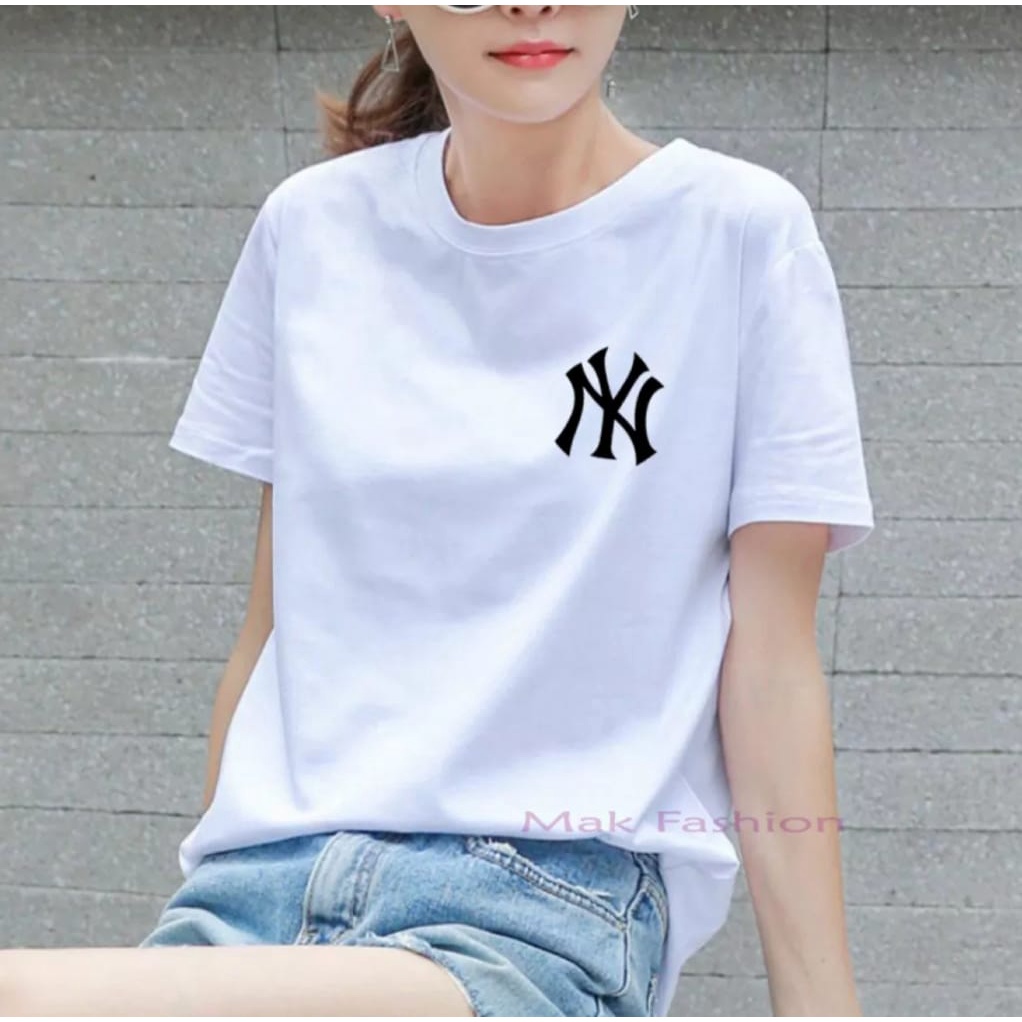 BISA COD ~ BAJU TRENDY LOGO NY WANITA TERBARU~KAOS DISTRO TEBAL LENGAN PENDEK KEREN MASA KINI~BAJU CEWEK TERLARIS