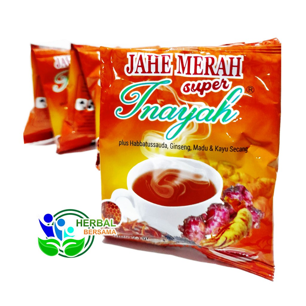 

Jahe Merah Super INAYAH Per RENCENG Isi 12 Sachet | Plus Habbatussauda - Ginseng - Madu - Kayu Secan