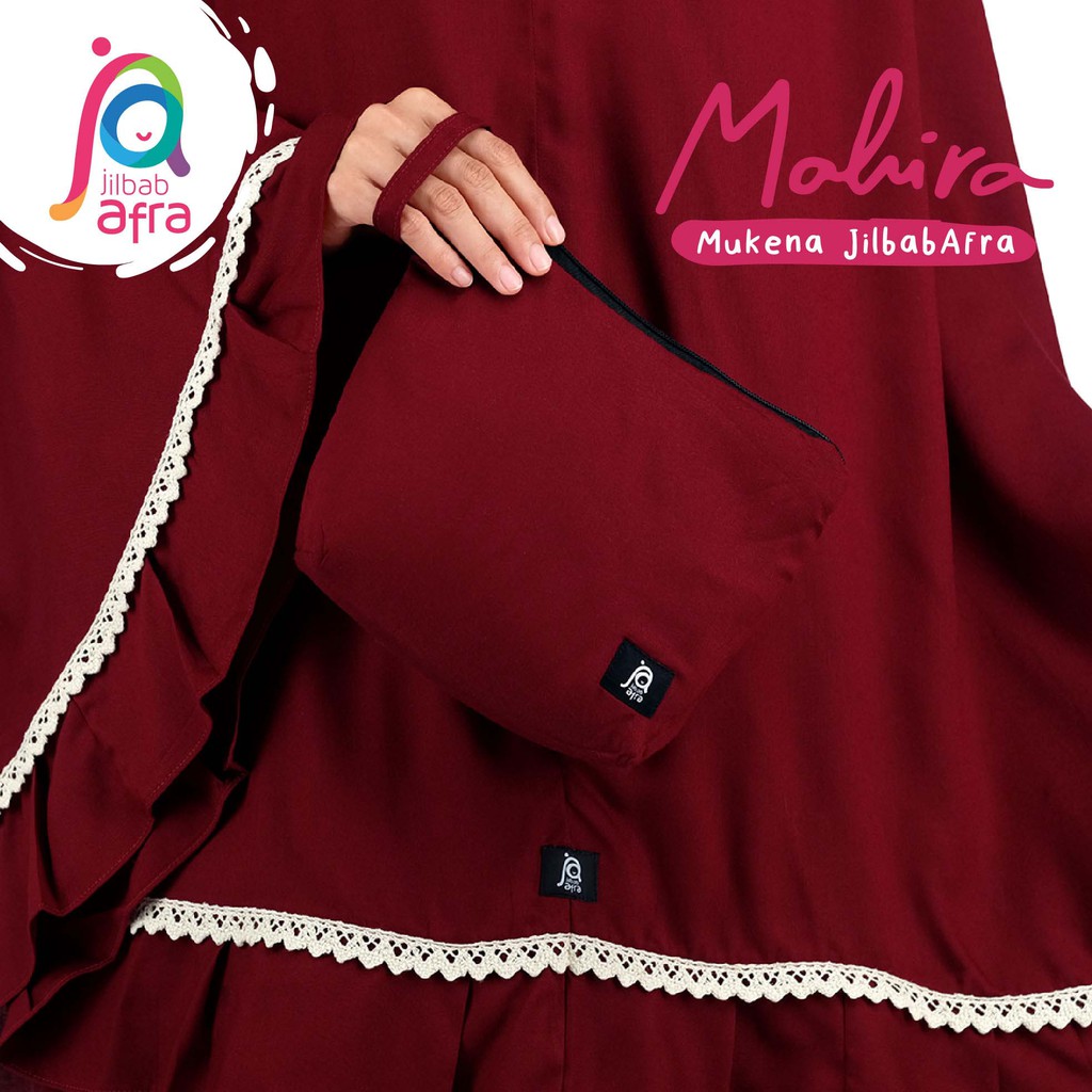 Mukena Polos Dewasa Merek Afra (Arfa) Mahira - Maroon - Bahan Katun Rayon HQ