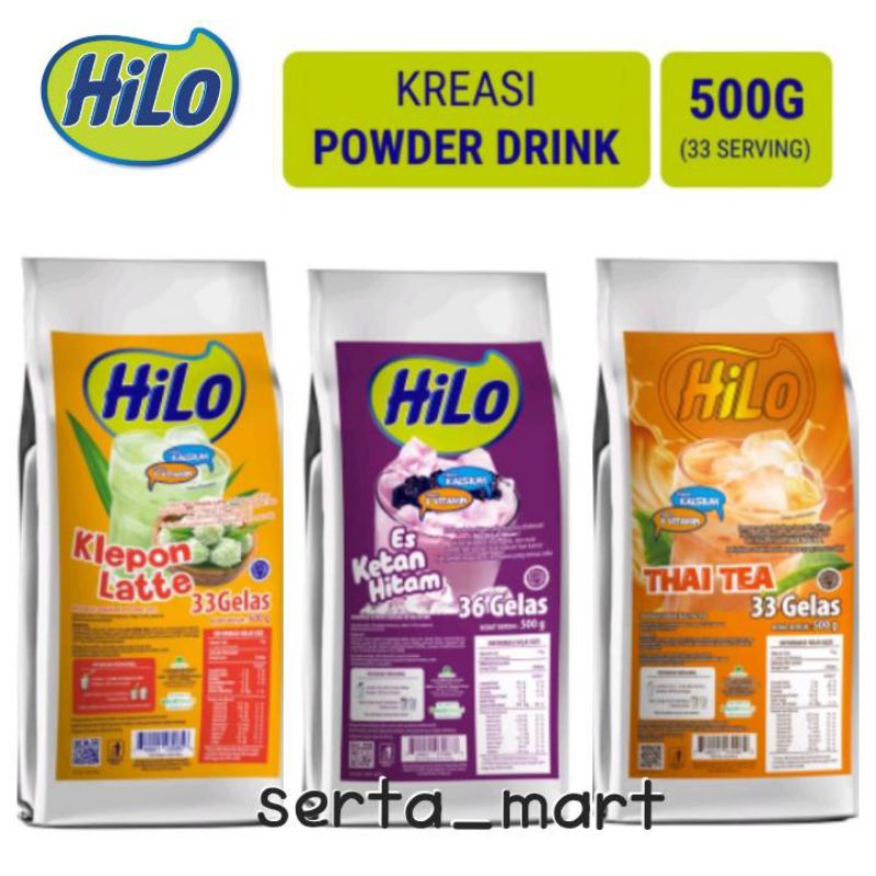 

Hilo Powder Drink Refill 500gr - Minuman Bubuk Thai Tea / Klepon Latte 500gr