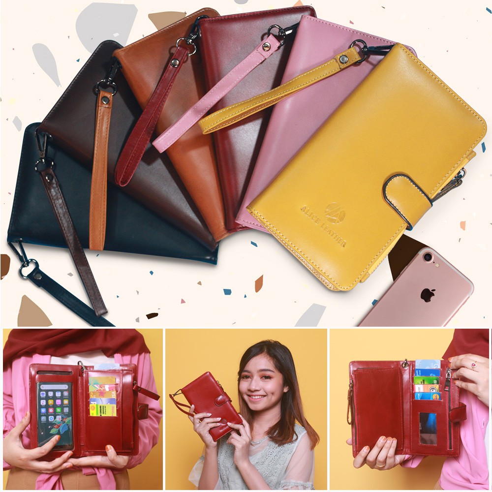 DOMPET KULIT OLIN FUNGSIONAL BANYAK SLOT DAN ADA TEMPAT HP Smart Long Wallet Kulit Sapi Asli AD02