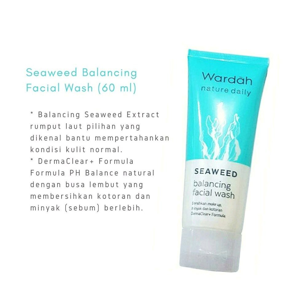 ✿ELYSABETHME✿ 🅆 🄰 🅁 🄳 🄰 🄷 wardah seaweed nature daily dengan ektrak lidah buaya rumput laut organik herbal skincare halal