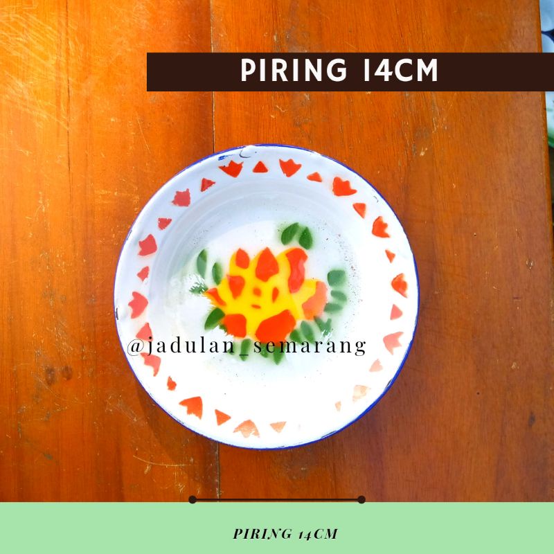 Piring Enamel 14 cm Vintage Gelas Jadul Blek Seng Termurah