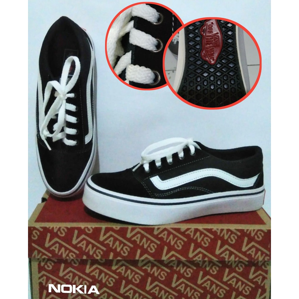 Sepatu Casual Vanss Olddskull Replika sol hitam