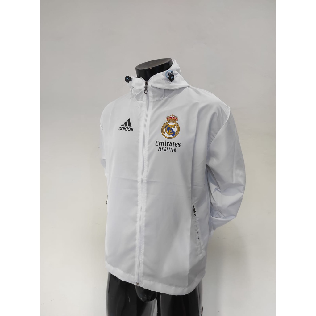 JAKET PARASUT TRAINING REAL MADRID WHITE