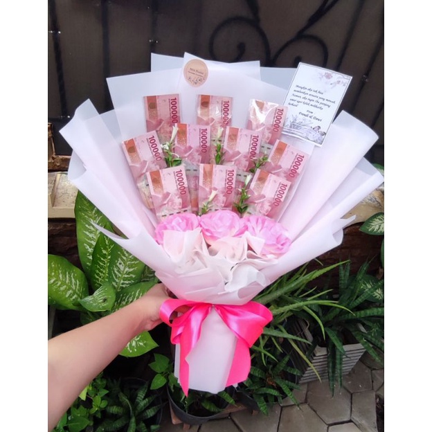 Bouquet uang asli pecahan 100k
