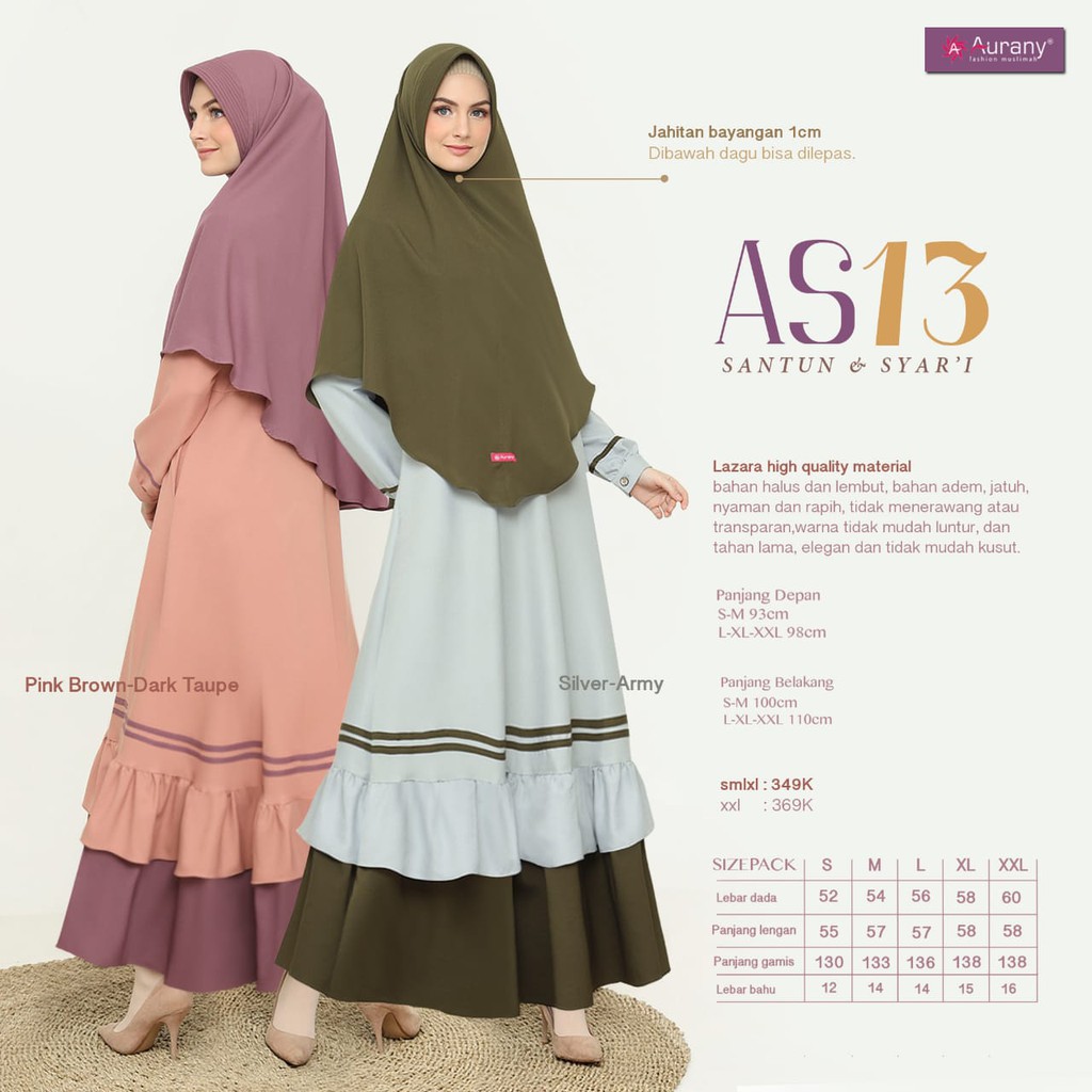 NEW ARRIVAL Gamis Set Khimar AS 13 AURANY TERBARU/BEST SELLER