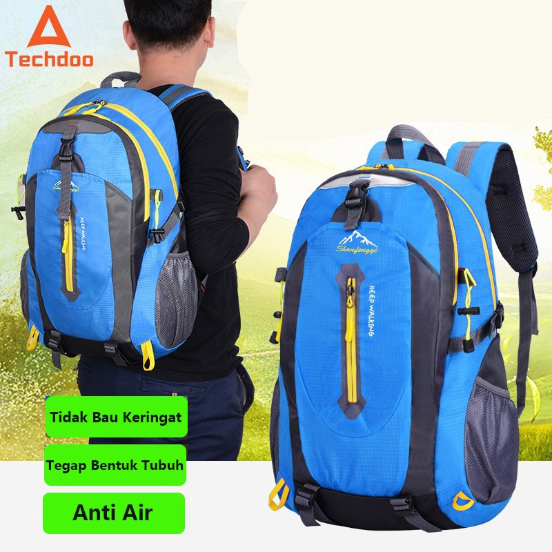 techdoo 40l tas ransel pria backpack unisex anti air untuk travel camping climbing hiking tr110