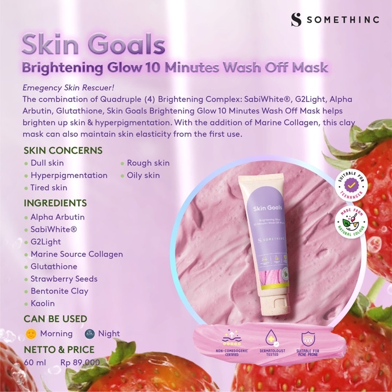 SOMETHINC Skin Goals Brightening Glow 10 Minutes Wash Off Mask Face Mask 60ml BPOM