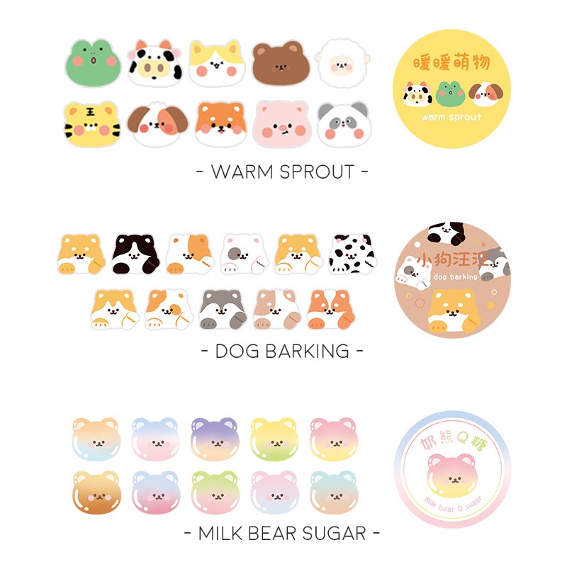 Cute Cartoon Animals Roll Deco Stickers - Sticker Dekorasi Buku Diary