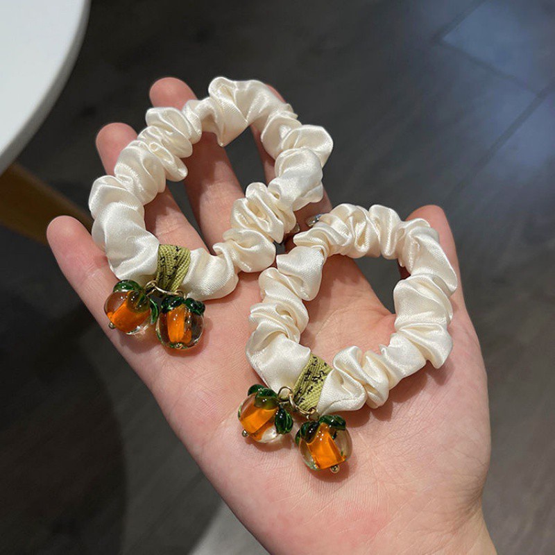 Srunchie Kerut Wanita Korean Style Lucu Dengan Aksen Buah - Ikat Rambut Wanita Aksen Buah / gelang wanita korea