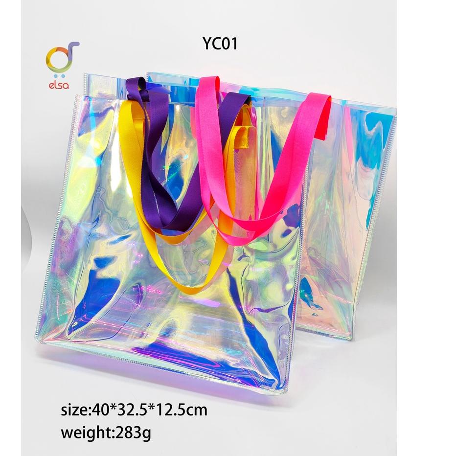 Paling Diminati.. ELSA TAS TOTEBAG WANITA  SILVER TOTEBAG HOLOGRAM