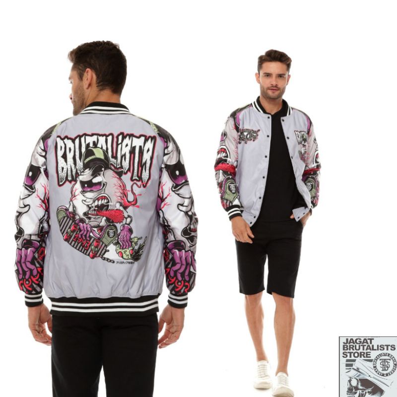 JAKET VARSITY BASEBALL BRUTALISTS DENIM JAKET UNISEX ORIGINAL PRIA WANITA-V24