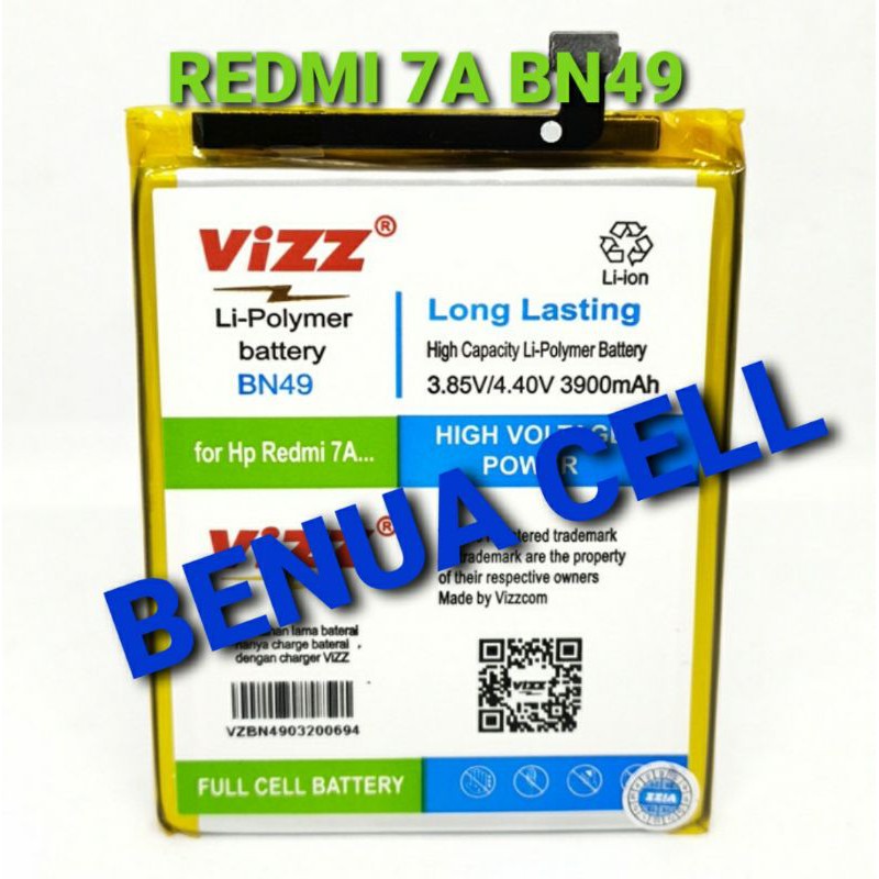 BATRE BATERAI BATEREI VIZZ - VIZZ DOBEL POWER XIAOMI REDMI 7A BN49