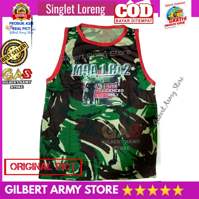 Grosir Baju kaos Singlet Loreng Kopasus Logo bordir Murah Gilbert Army Store