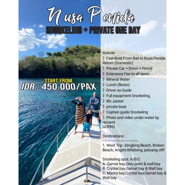 snorkeling + private one day Nusa Penida