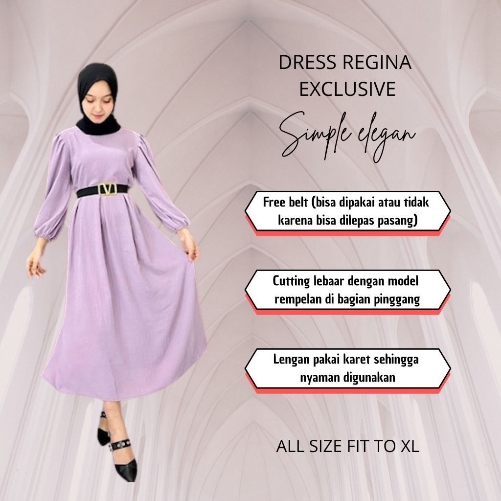 dress wanita exclusive warna ungu lilac dress kekinian simple elegan