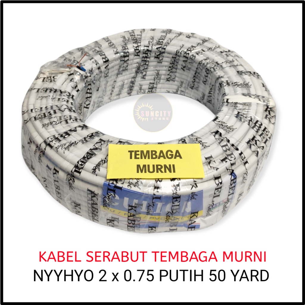 CULION Kabel Listrik Tembaga Murni NYYHYO 2 x 0.75 - 50 Yard Hitam &amp; Putih