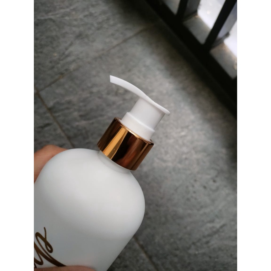 WHT-500 Botol Sabun Cair Pump Putih Doff Gold Aesthetic 500ml Luxury Estetik Free Label - Gold Collection