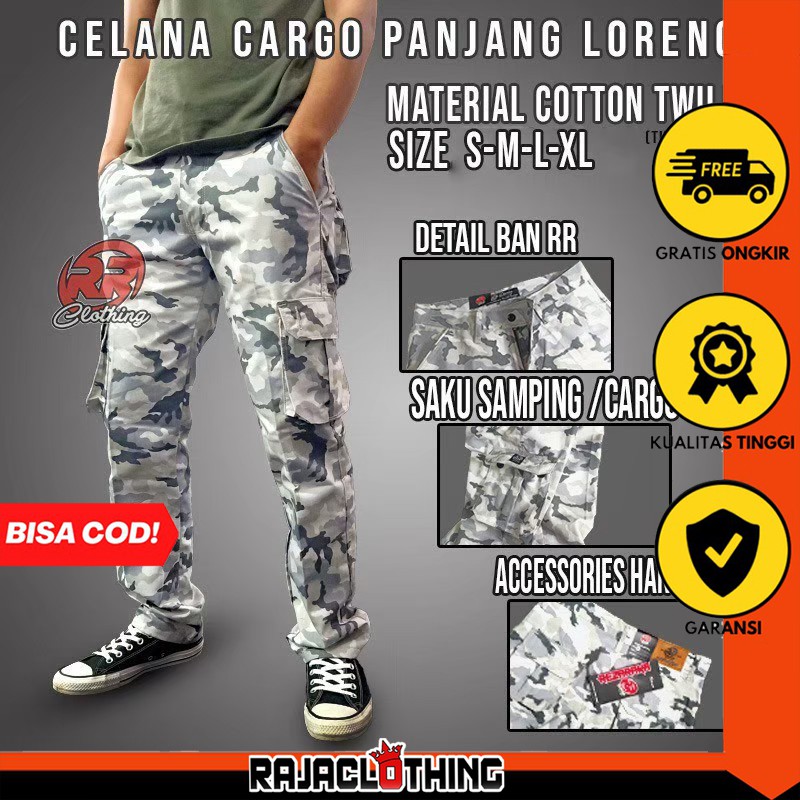 RCL - CELANA CARGO PANJANG PRIA Army Loreng Ufc Venum Mma Pantai Gym. bdg hitam mnxd CELANA CARGO HITS COD