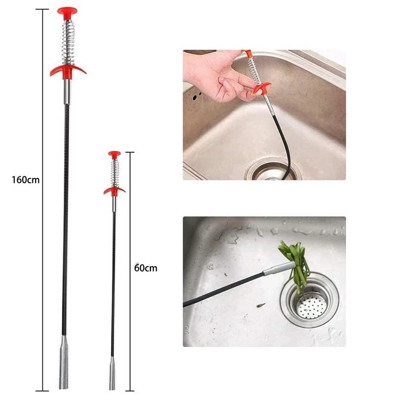 60/90cm Drain Snake/ Spring Pipe Dredging Tools for Kitchen Sink，Sewer