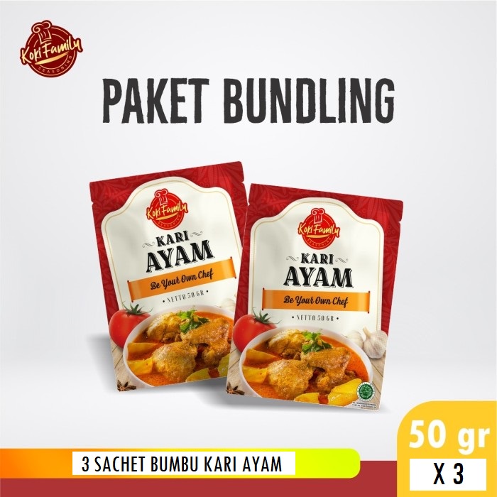

Paket Bundling Koki Family Bumbu Instan Kari Ayam 50Gr - 3 Pcs