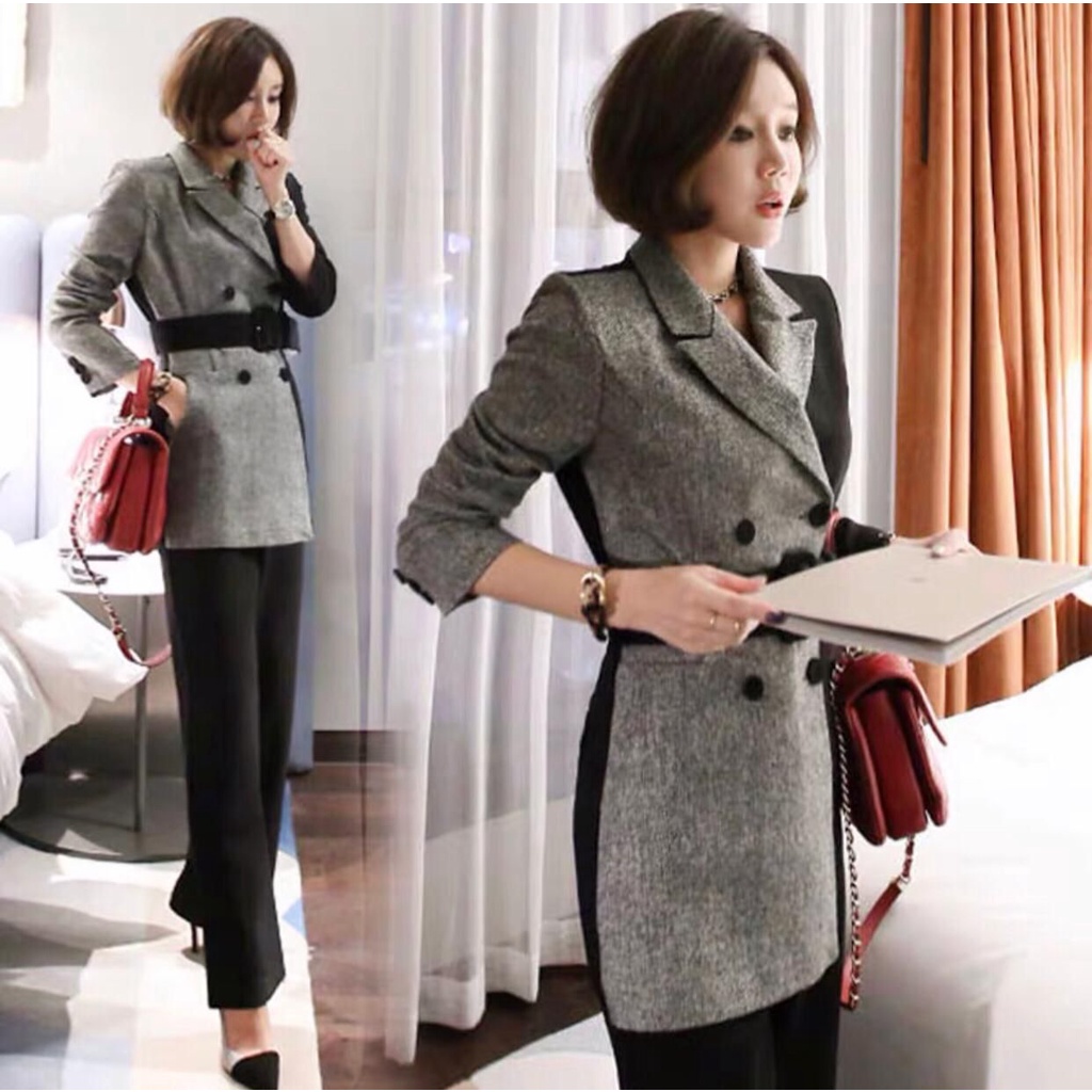 Jumpsuit Wanita Blazer Korean Style ICONZ Free Belt (SP-5023/00560)