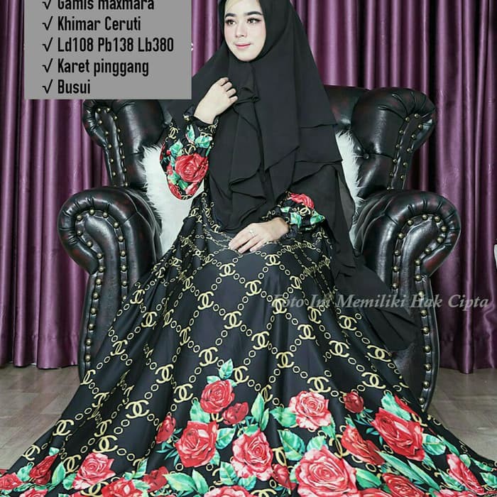 setelan syari maxmara motif gucci bunga