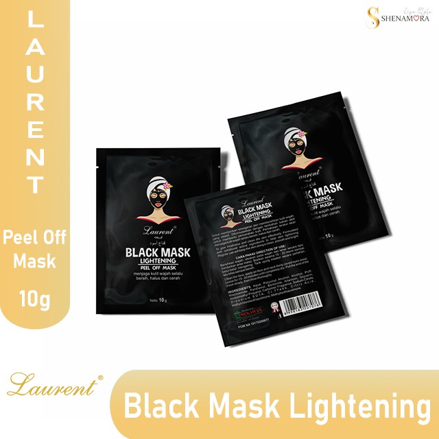 LAURENT BLACK MASK PEEL OFF LIGHTENING / MASKER PEMBERSIH WAJAH  10 GRAM