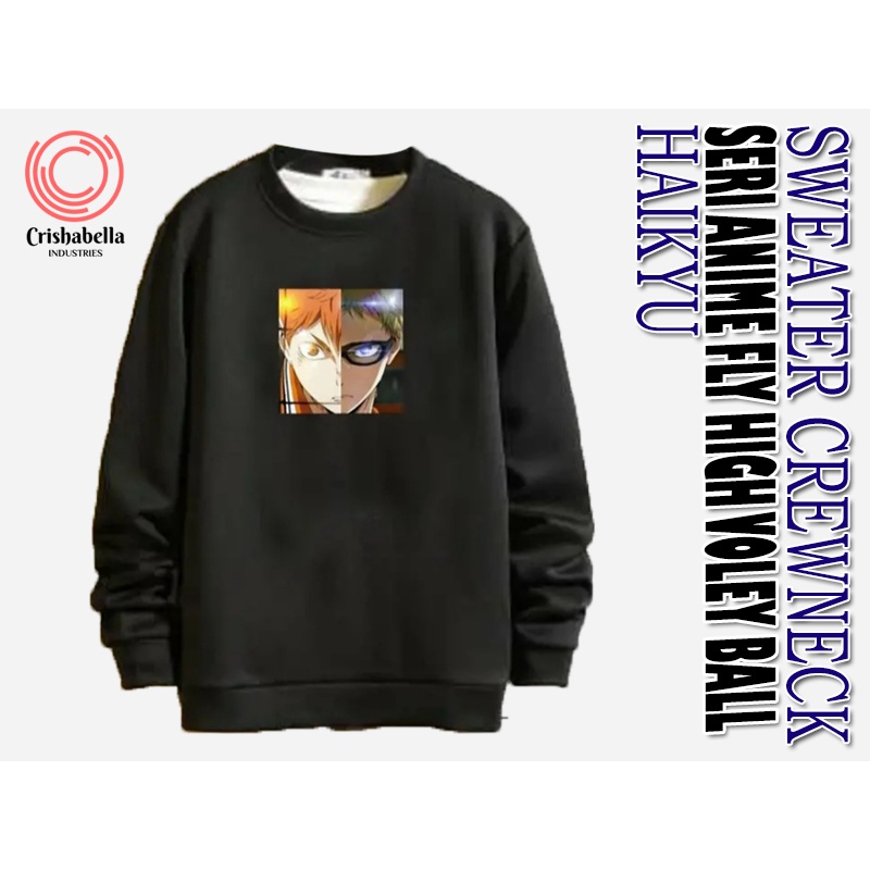 Sweater Crewneck anime Haikyu / Sweater Crewneck Anime Seri Fly High Voley Bal unisex Pria&Wanita