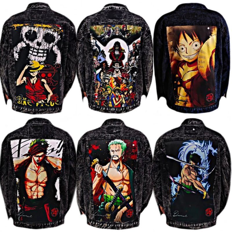 JAKET JEANS ANIME ONE PIECE PRINTING MURAH