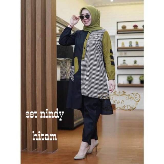 New setelan stelan dress baju wanita terlaris lebaran 2021 Fe set nindy kotak