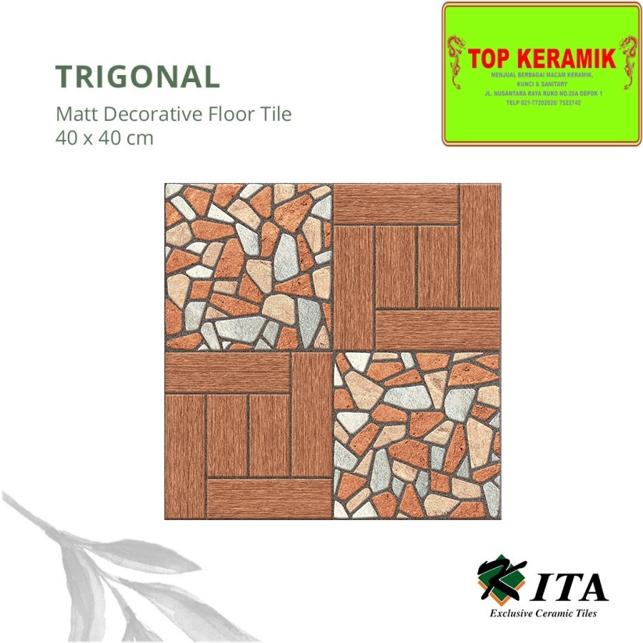 Keramik Lantai Kita 40x40 Trigonal Med Brown Kw 1