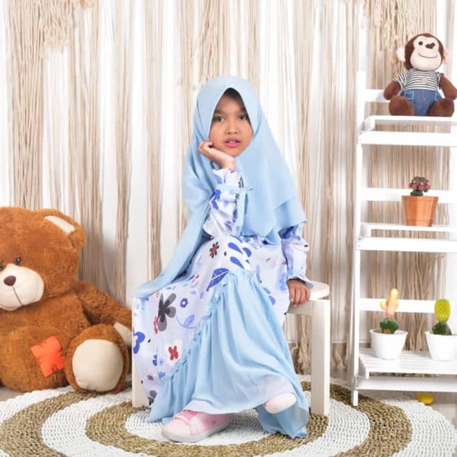 Flora Butterfly Kids by Nararya Gamis Anak Set Khimar
